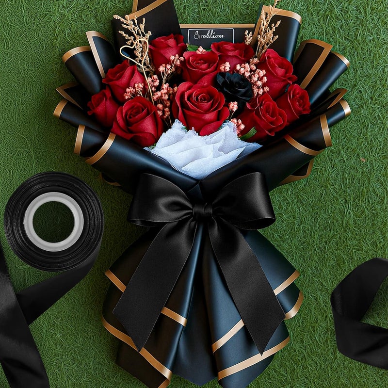 Fullive 1 1/2 Inch Black Ribbon, 30 Yards Black Ribbon for Gift Wrapping, Solid Polyester Satin Halloween Ribbons for Graduate Halloween Decorations DIY Hair Bows Floral Arrangements Wrapping Bouquet - Image 4